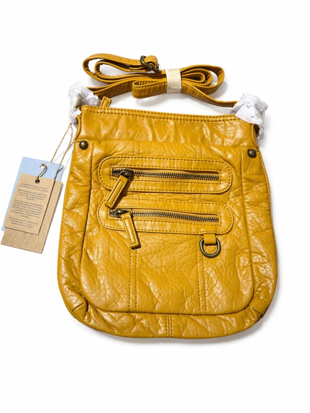 Mustard Yellow Vegan Leather Crossbody Bag - Sleek Everyday Shoulder Bag